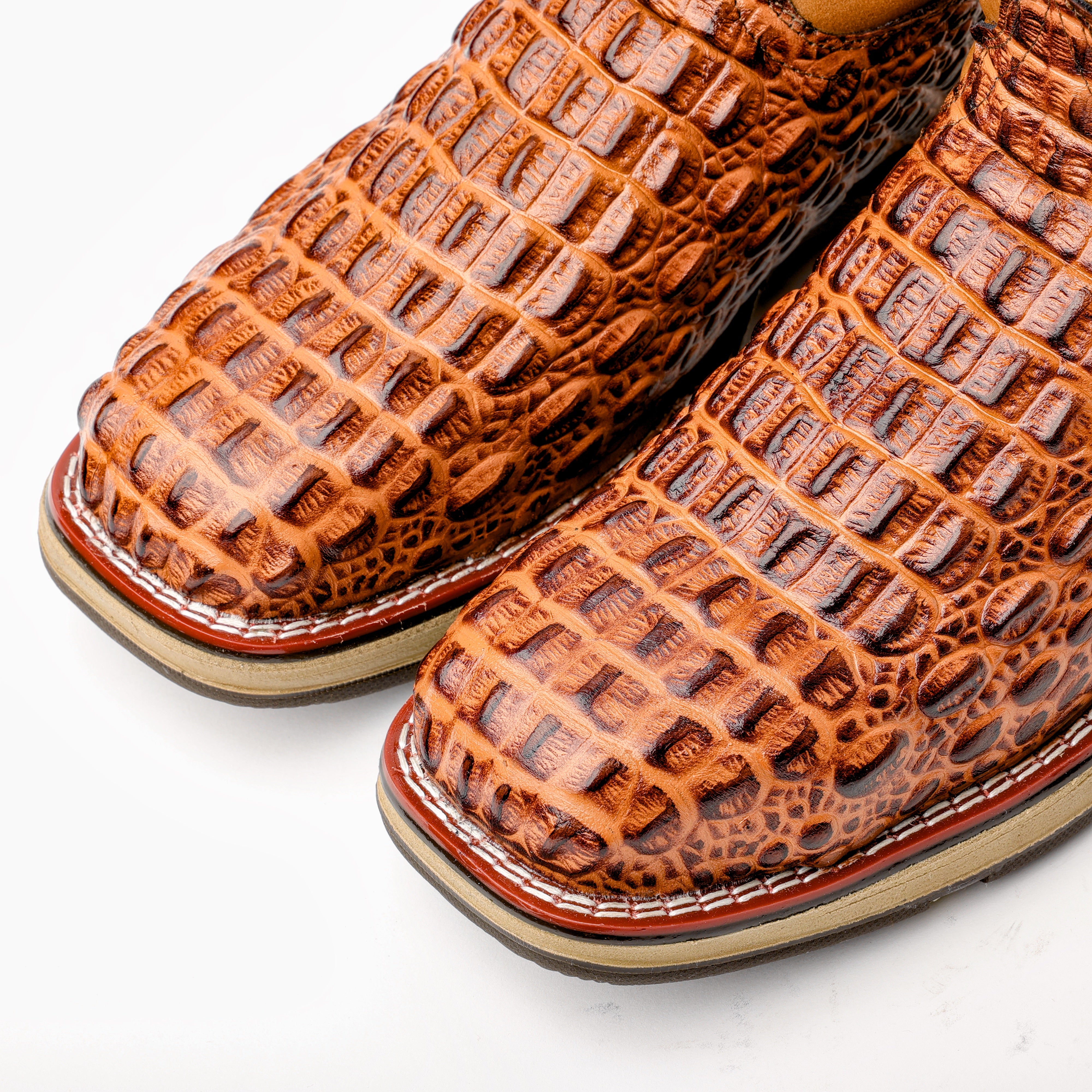 Tan Caiman Hornback Leather Boots With 3D Lightweight Sole - Composite Toe