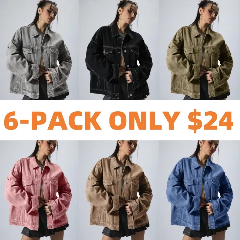 Women's Plain Button Front Drop Shoulder Denim Coat