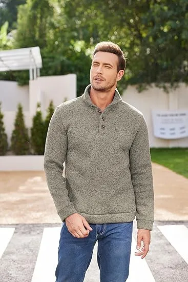 Men's Casual Slim Fit Pullover Sweater Knitted Thermal Sweatshirt.Fleece-lined For Warmth And Wind Protection.Comfortable And Stylish
