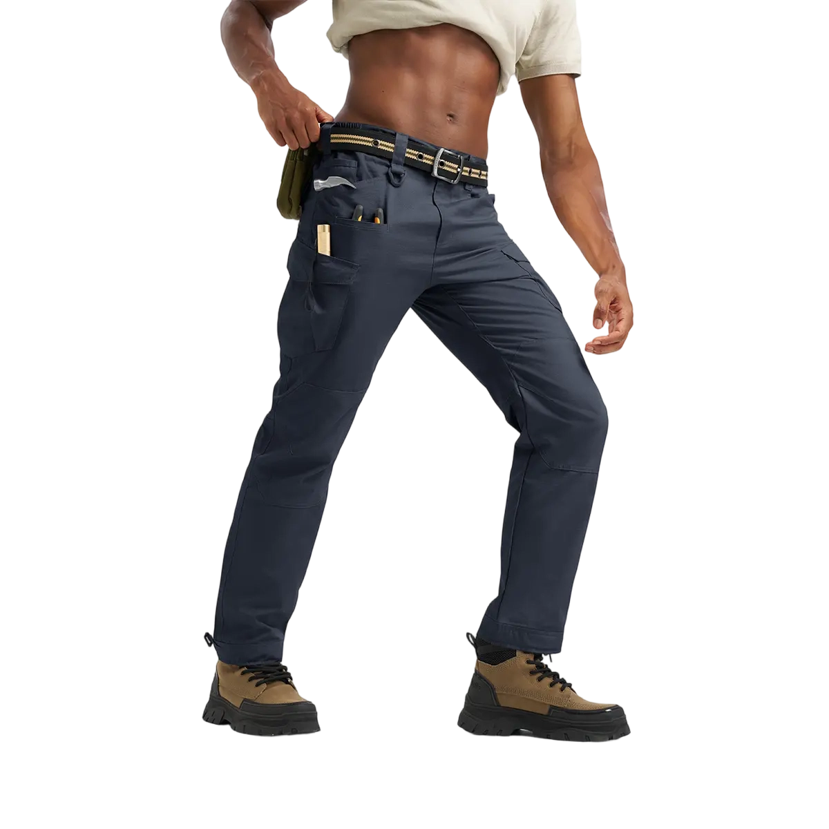 Men's Tactical Work Pants Lightweight Multi-Pocket Water Resistant Cargo Pants Ripstop Hiking Military Construction Outdoor Pants 10 Pockets