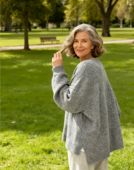 Women's Drop Shoulder Split Hem Sweater