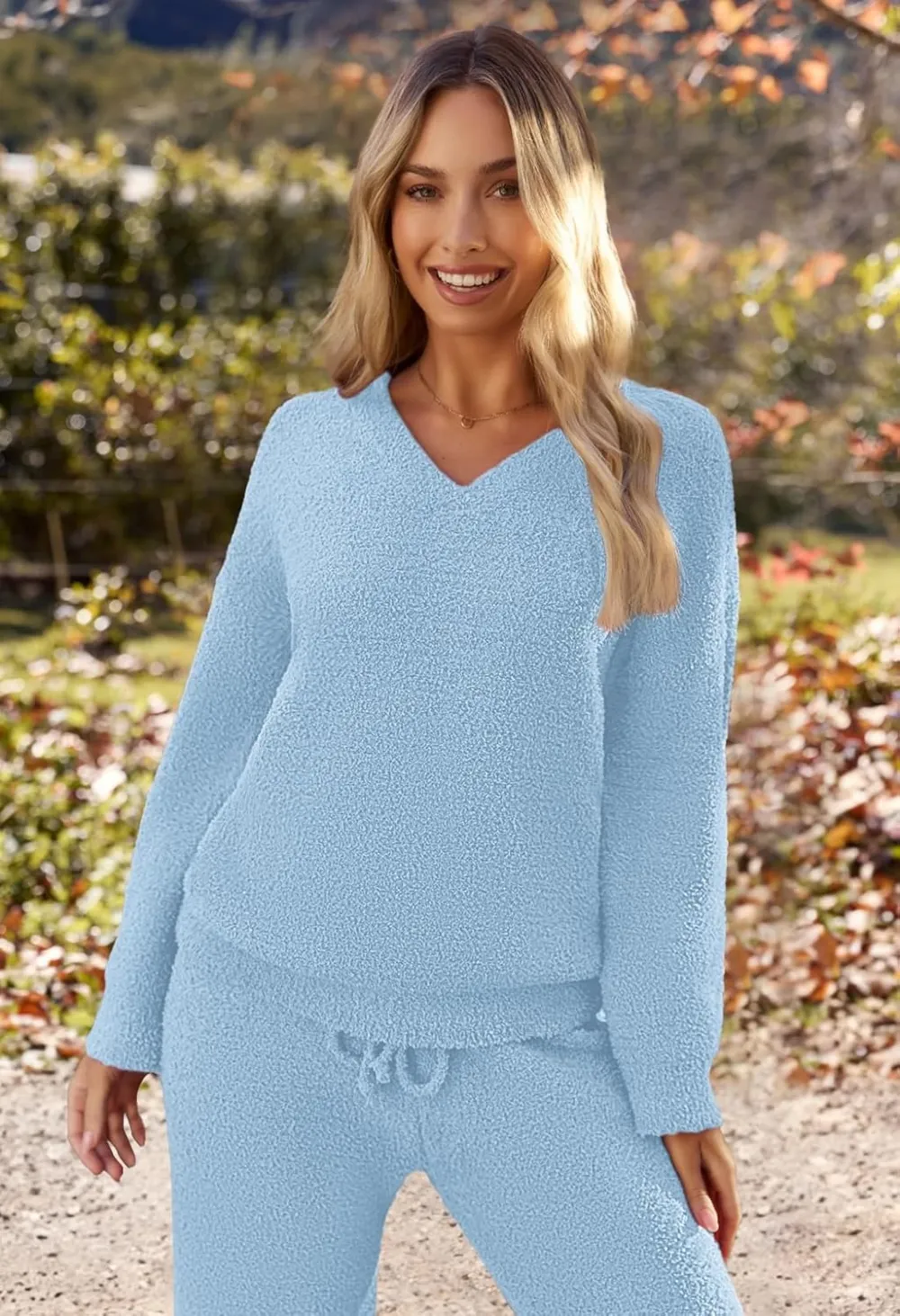 Women's Lounge Sets 2025 Fall Fashion 2 Piece Outfits Sweater Pajama Set