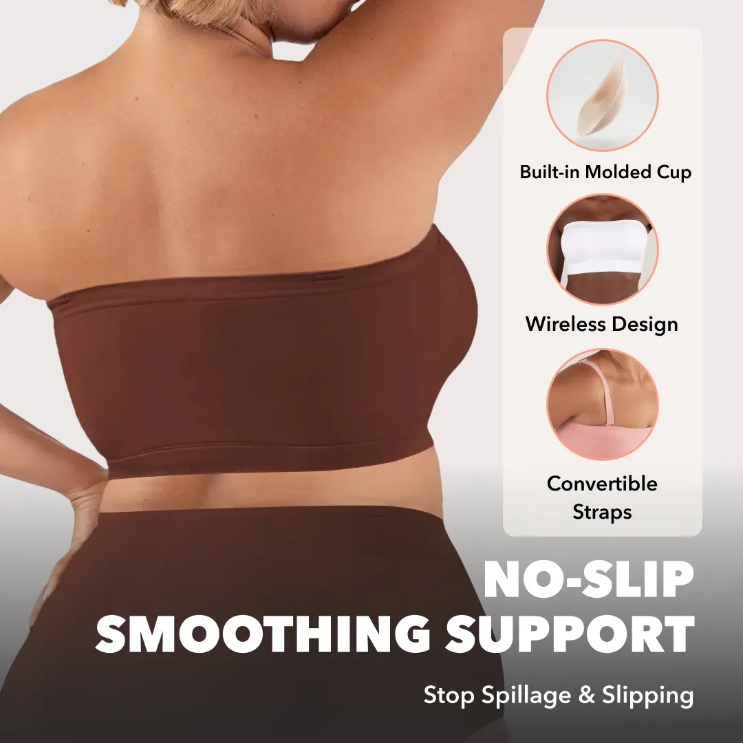 Shapermint Truekind Convertible Strapless Bandeau Bra with Wireless Comfort, Anti-Slip Grip & Removable Straps