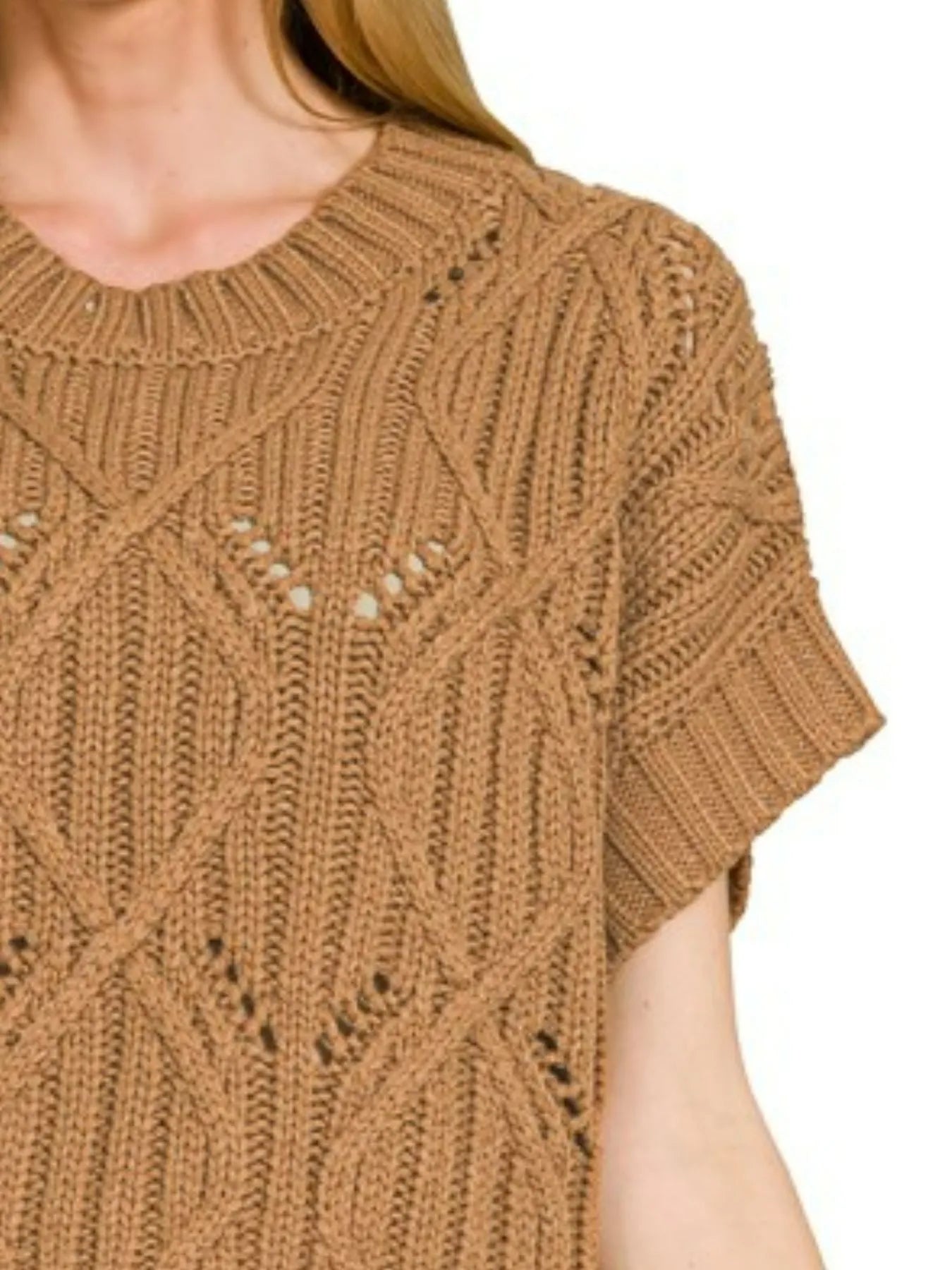 Cable Knit Short Sleeve Sweater