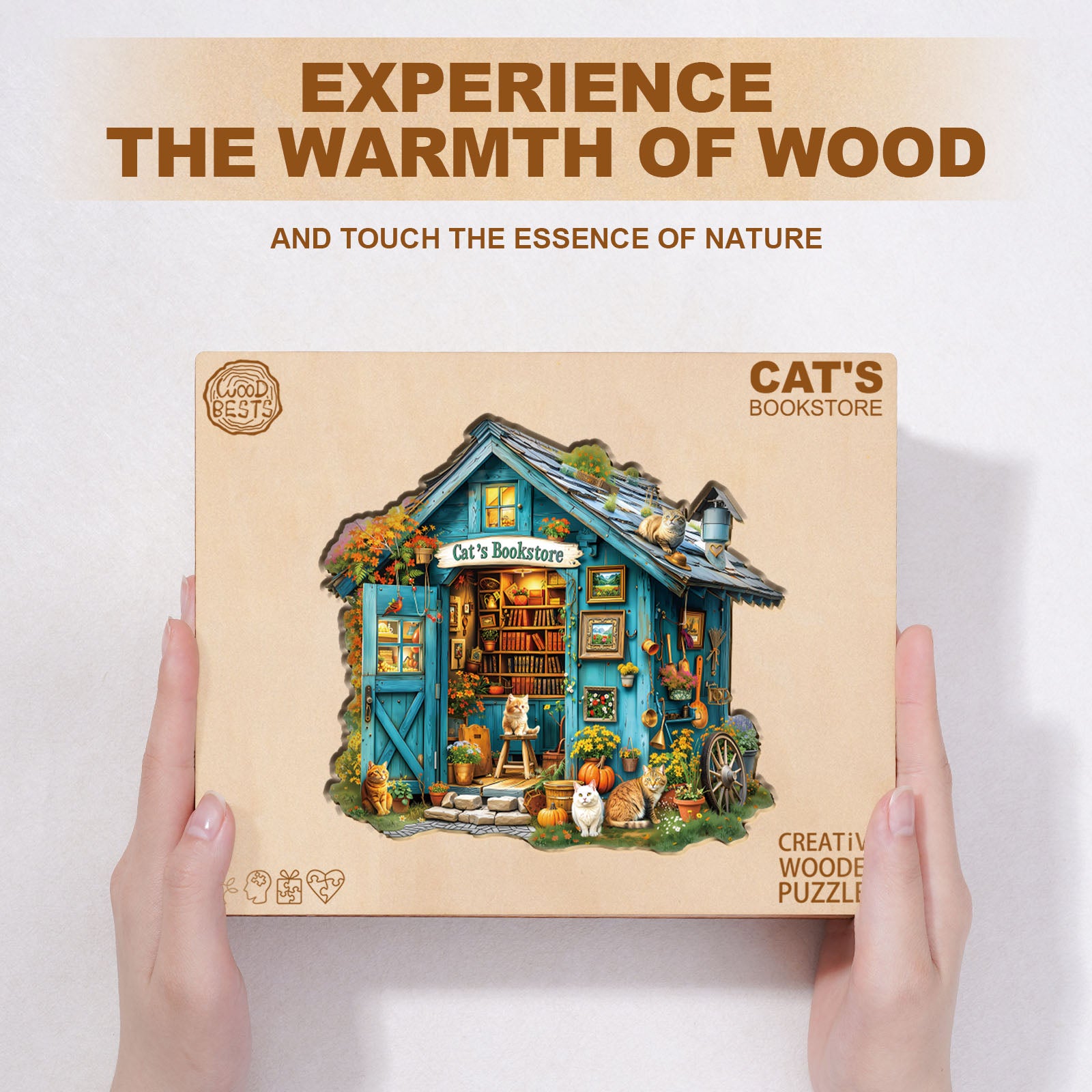 Cat's Bookstore Wooden Jigsaw Puzzle