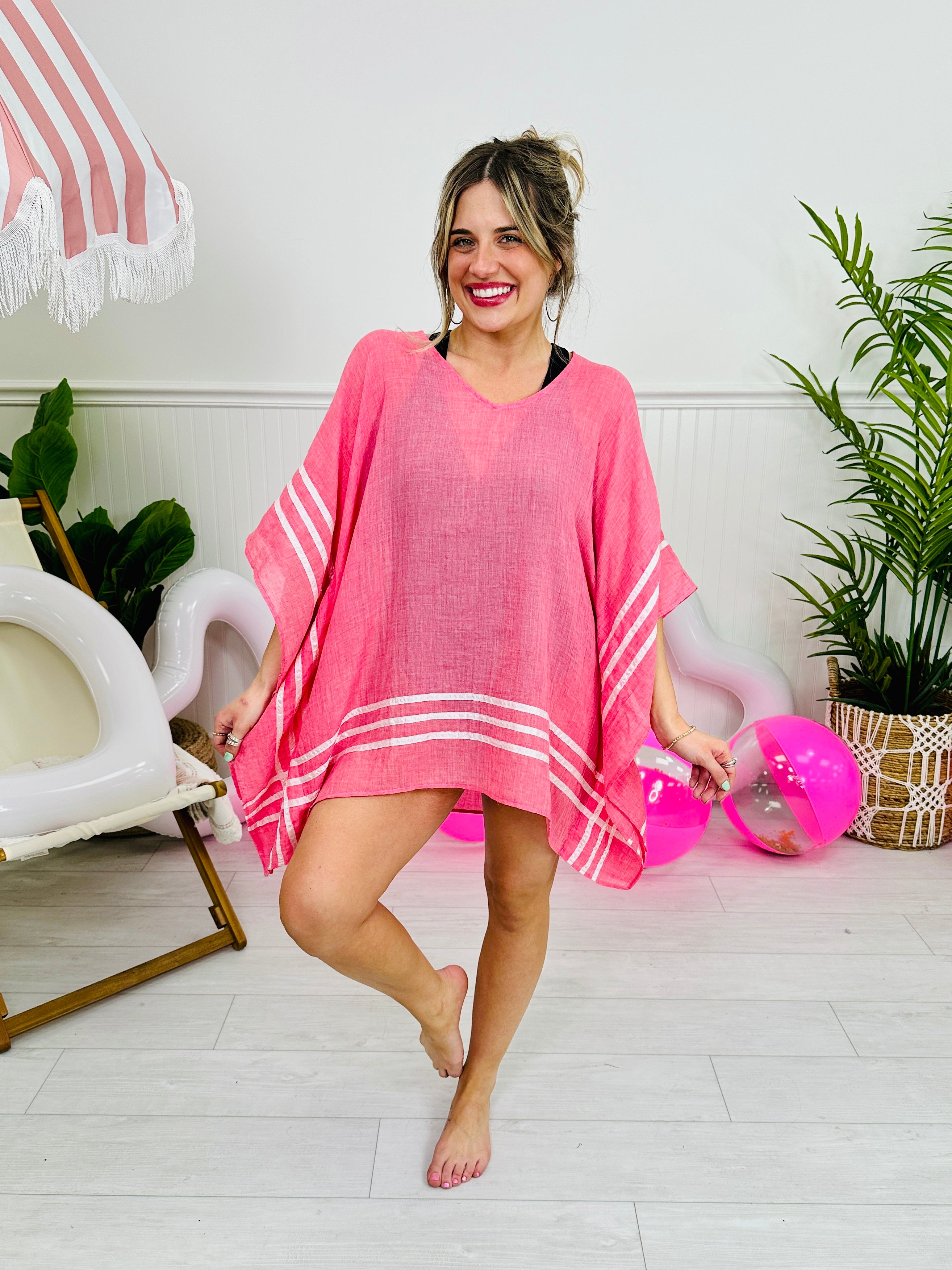 Tropical Ease Swim Cover Up In Raspberry