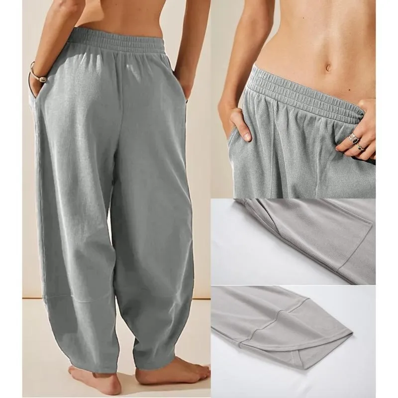 Women's Baggy Wideleg Pants Casual Elastic Waisted Palazzo Harem Pants
