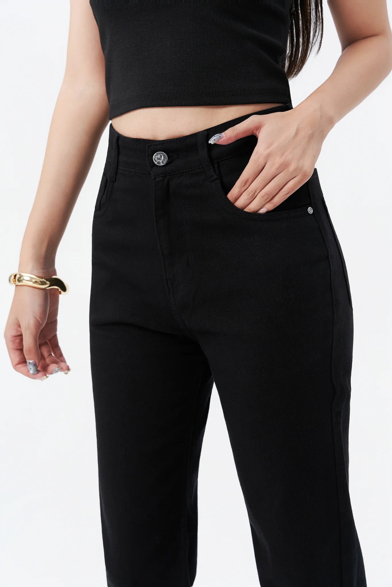 Blackish Super Rise Straight Leg Jeans