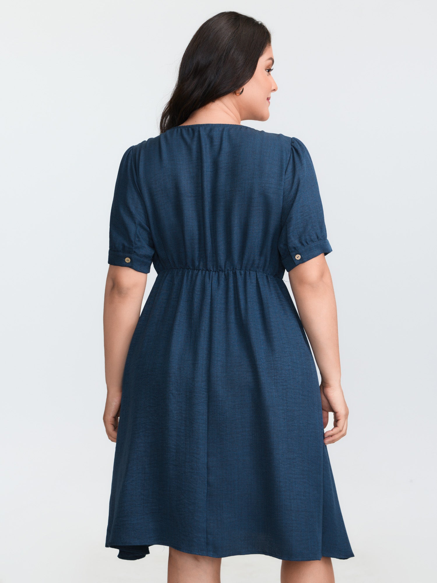 Floral Embroidered Neckline Textured Mini Dress