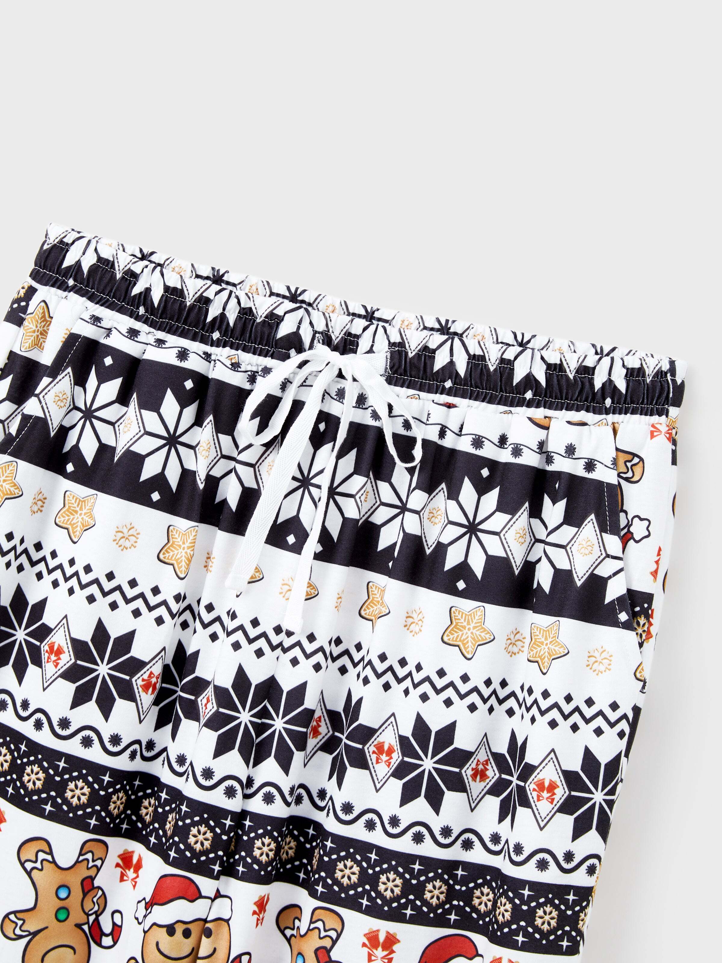 Christmas Family Matching Raglan Sleeves Gingerbread Man Pajamas Sets with Drawstring and Pockets with Christmas Socks red/black