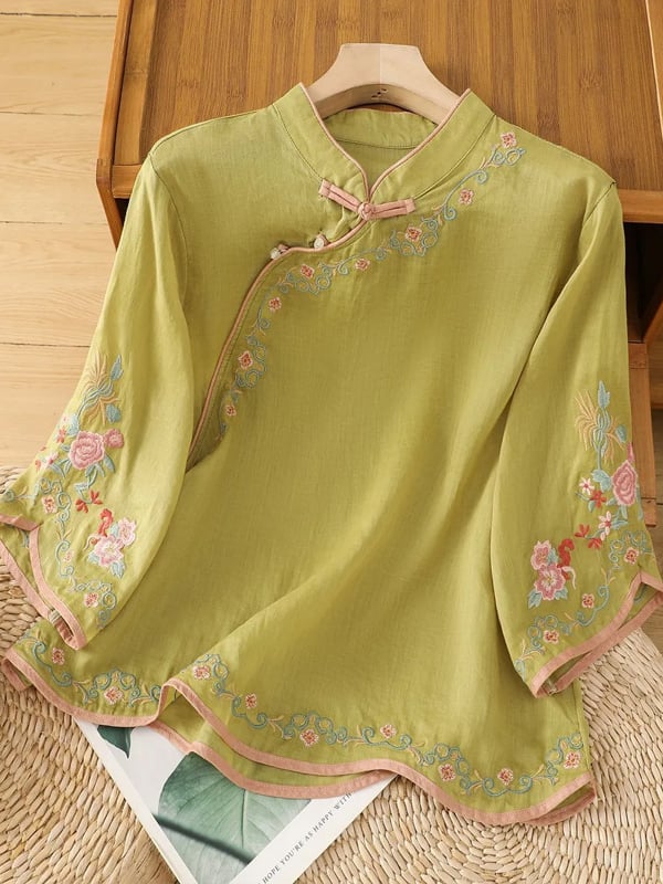 Women Embroidered Cotton Linen Tops- Fast Shipping