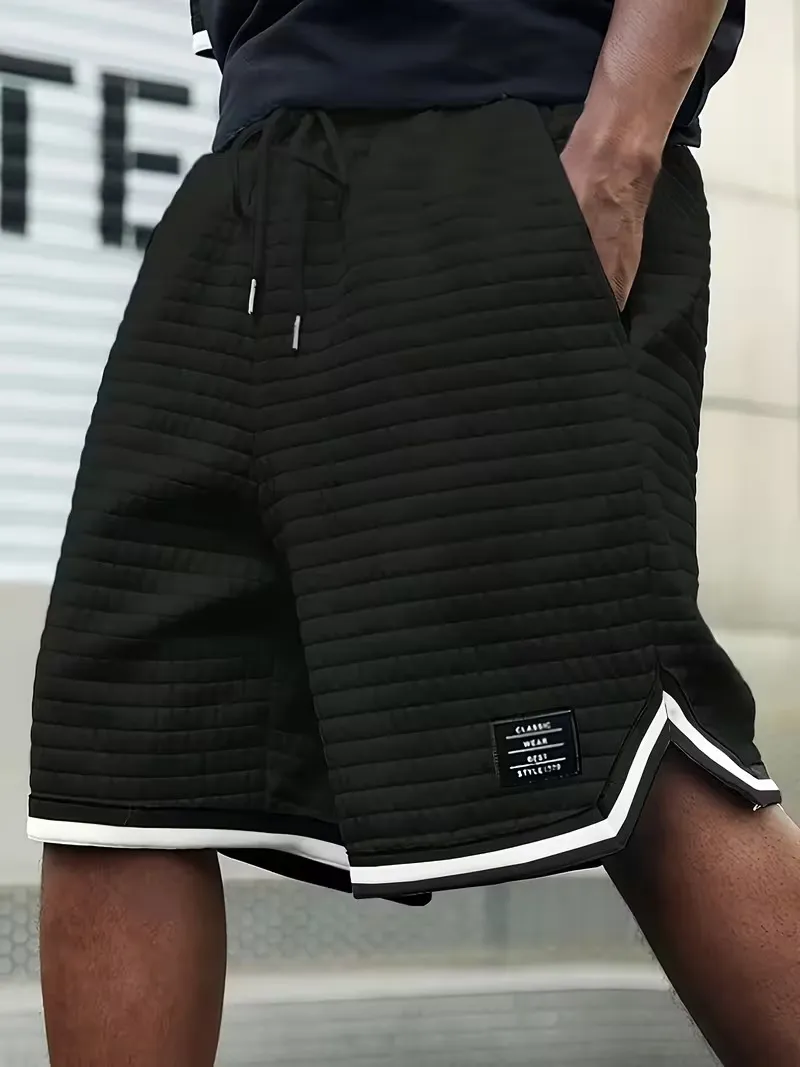 Men's Waffle Knit Shorts - Elastic Drawstring Waist Casual Summer Shorts with Stretch