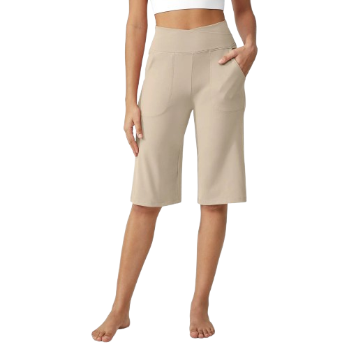 Loose High-Waist Casual Cropped Yoga Pants Shorts Women 14