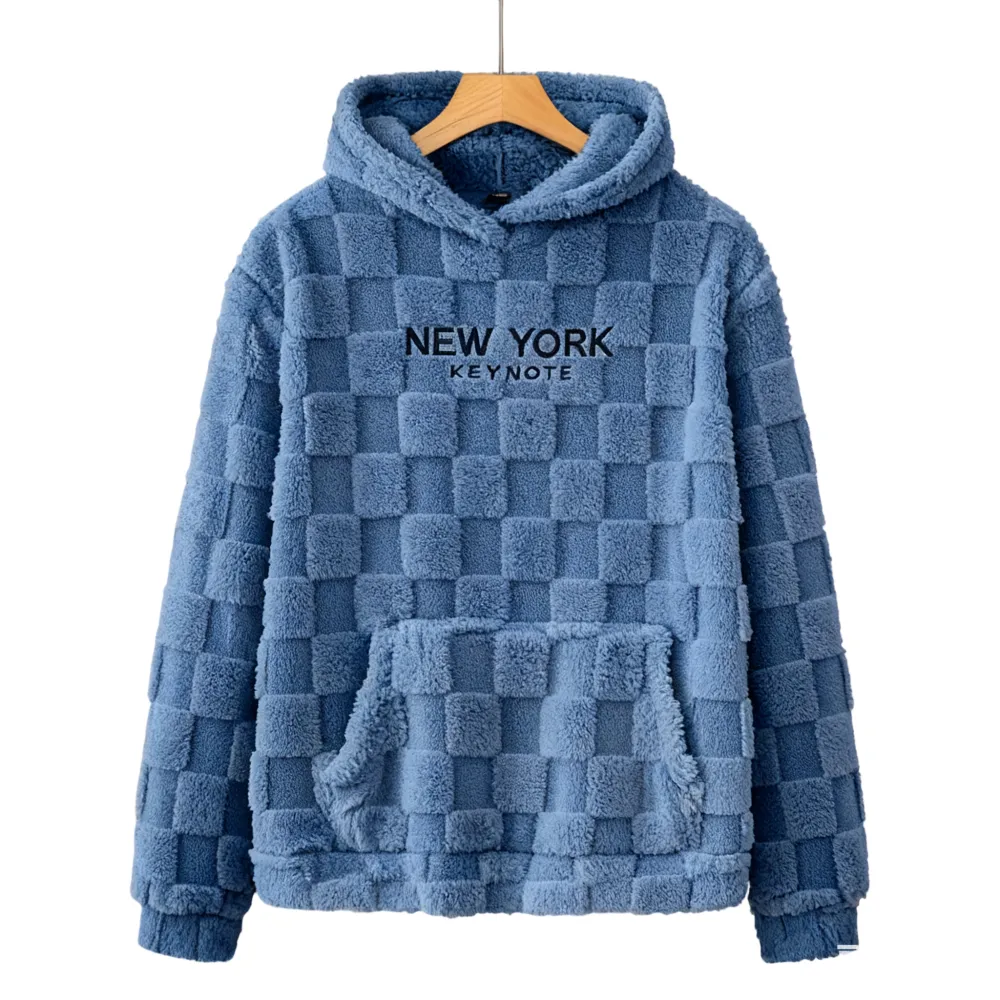 Letter Embroidery Flannel Hoodie