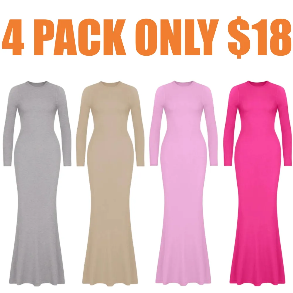 Women's Sexy Round Neck Mermaid Hem Long Home Dress