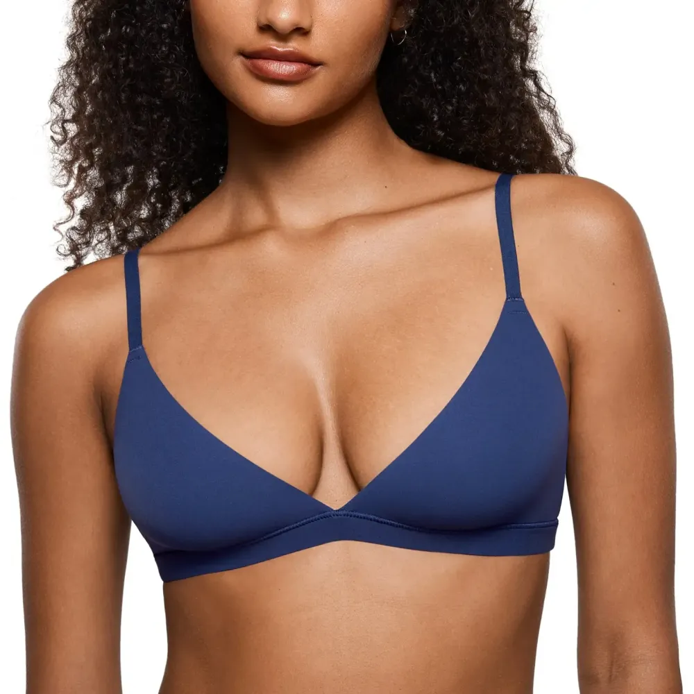 Women's Inbarely Triangle Bralette Plunge Unlined Seamless Bra No Underwire Sexy Comfortable