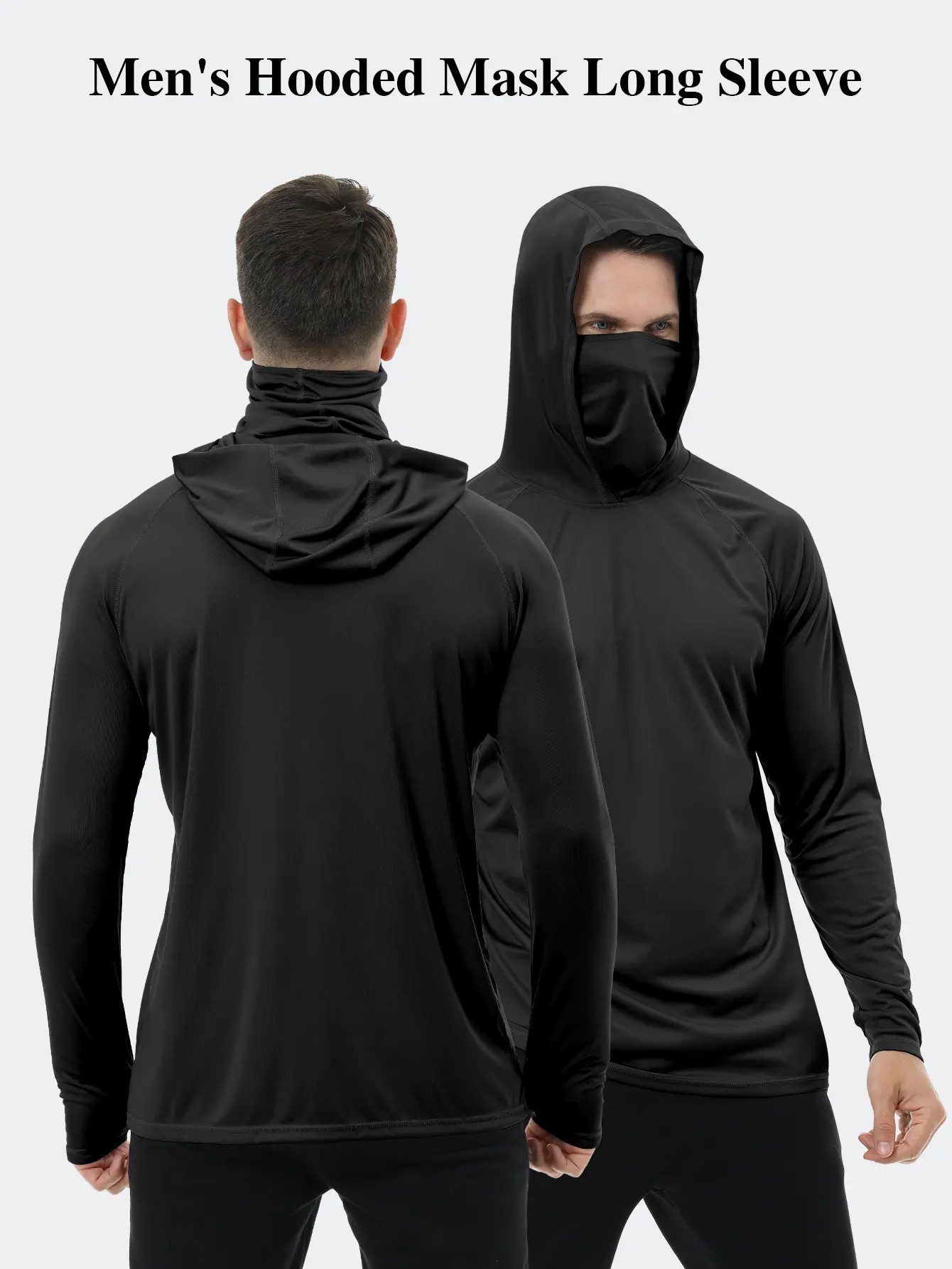 3 PACKS Men's Athletic Hoodies Long Sleeve Fishing Shirts for Men Hooded Set with Face Mask