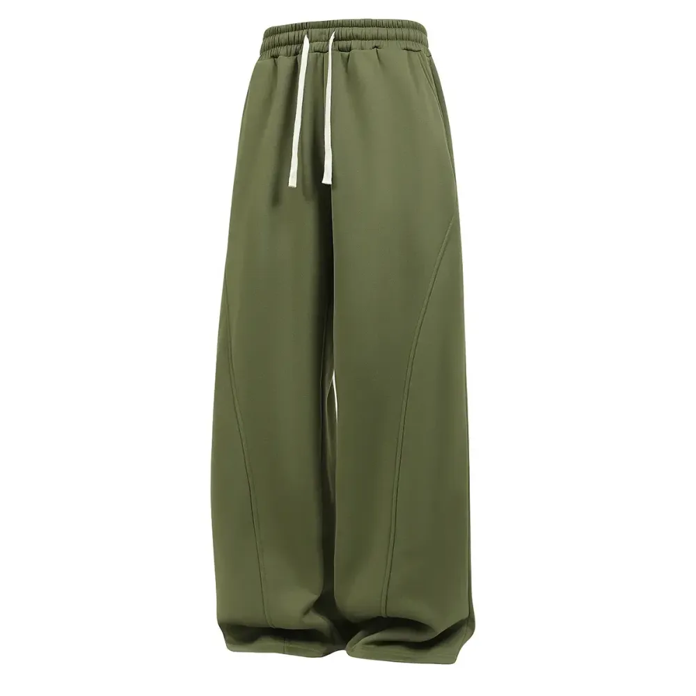 Drawstring Waist Winter Warm Straight Wide-Leg Loose Fit Jogger Pants with Pockets SpringStatements Pink Wide Leg Sweatpants