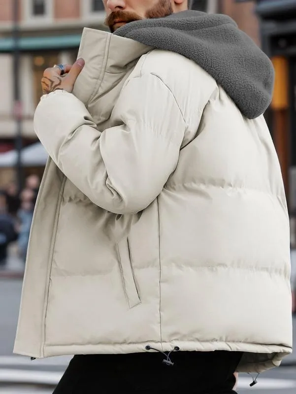 Men's Thickened Windproof Winter Jacket - Cold-Resistant Warm Fleece Lined Hooded Coat