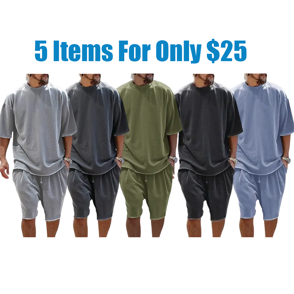 Casual Loose Fit Solid Sports Sets Sweat Suit Textured Sweatsuit