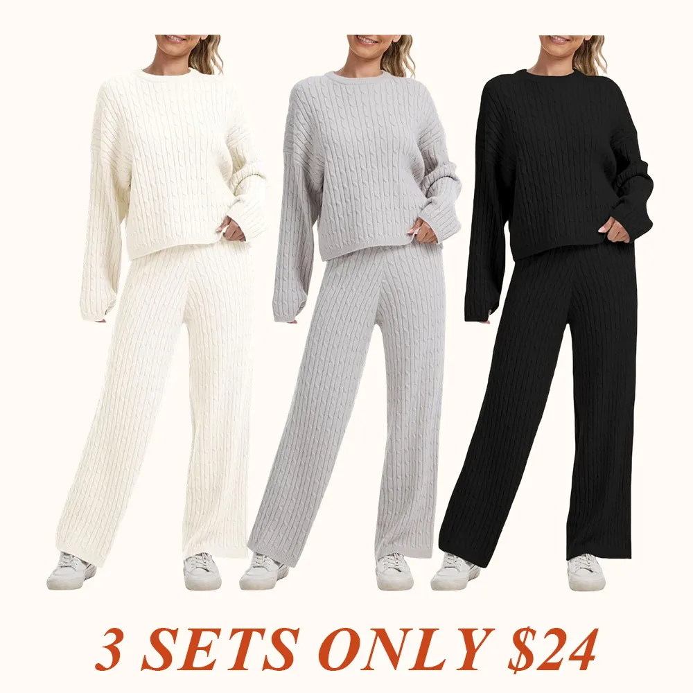 Women's Cable Knit Sweater Lounge Set