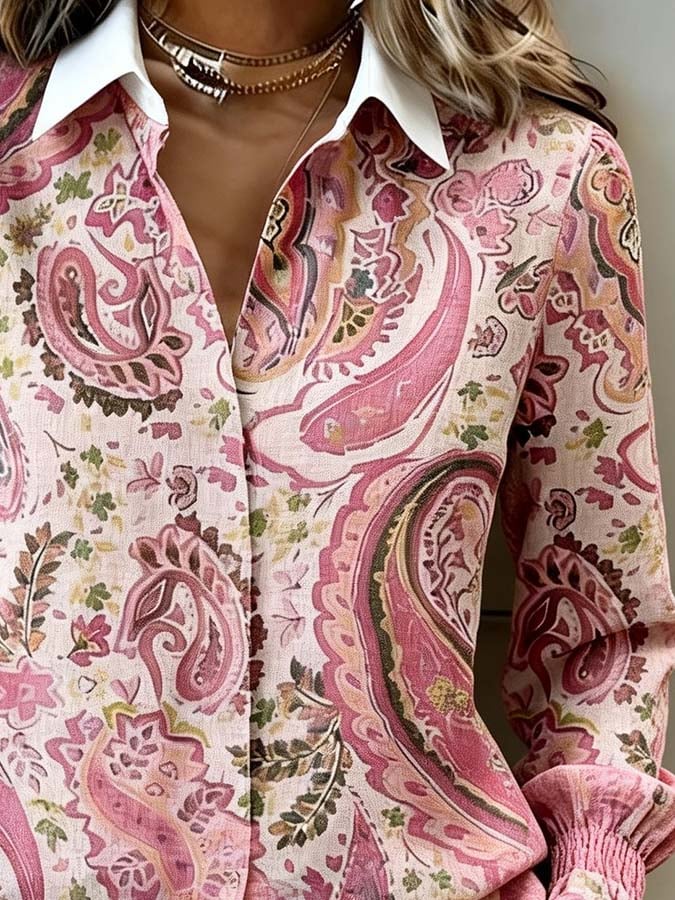 Women'S Casual Printed Long-Sleeved Shirt