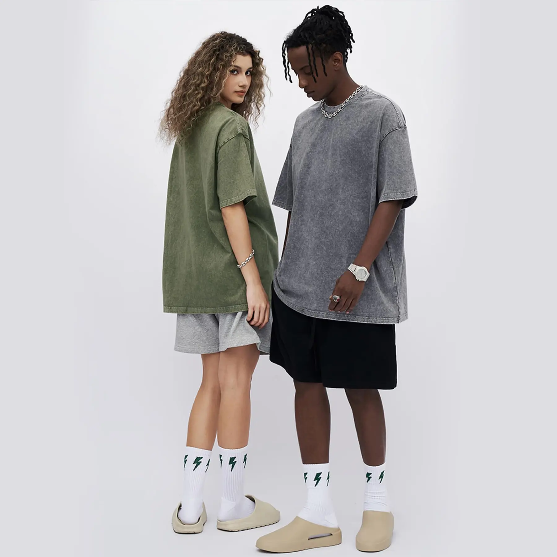 Women's Oversized T Shirts Acid Wash Cotton Crew Neck Half Short Sleeve Summer Unisex Tees Casual Loose Fit Solid Streetwear Comfortable Tops Basic Womenswear Plain Tshirt