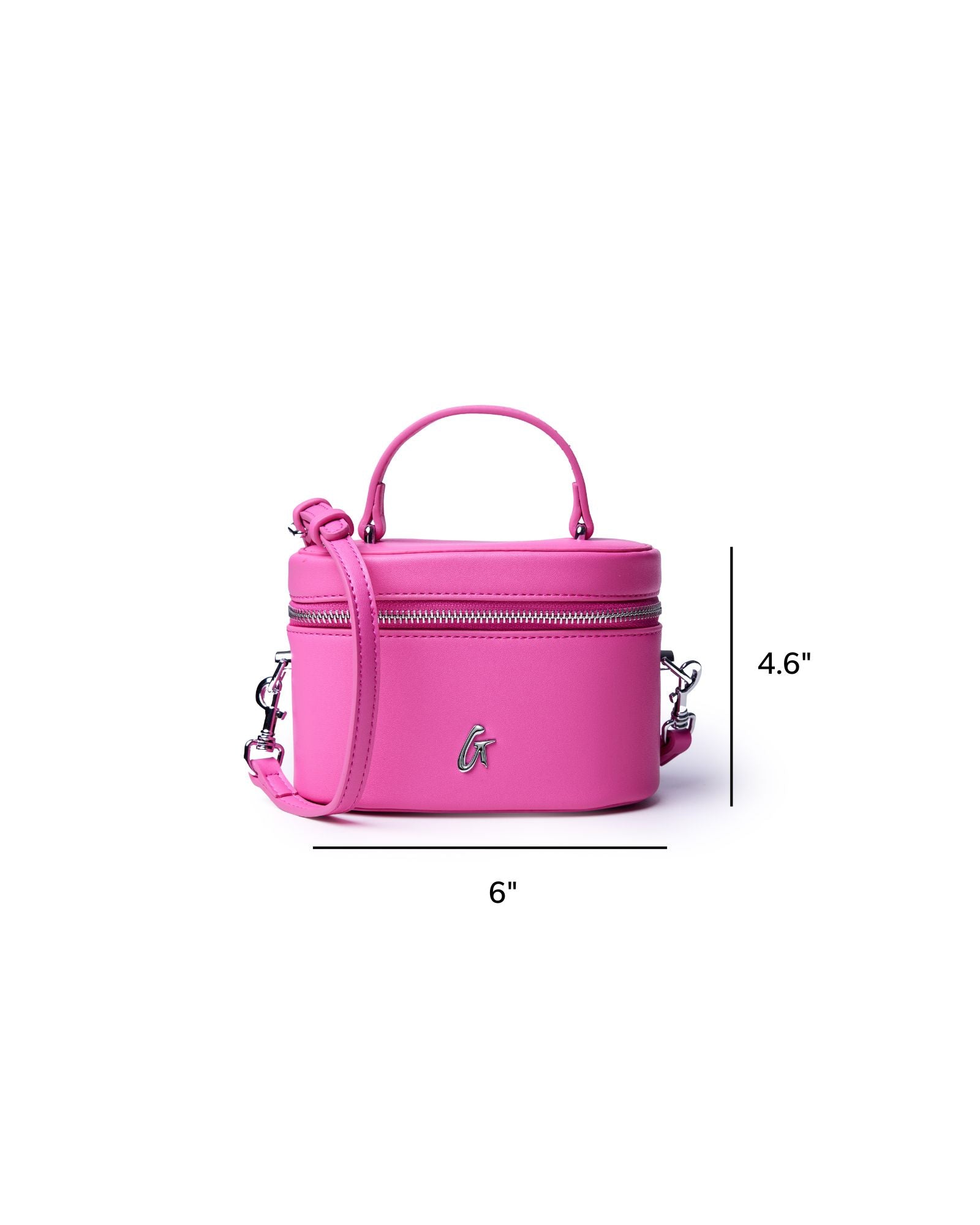 MINI SMOOTH SILVER VANITY BAG - HOT PINK