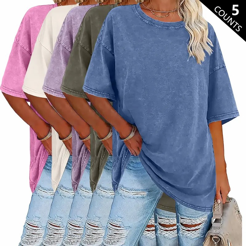Women’s 5-Pack Premium Vintage Washed Cotton Tees