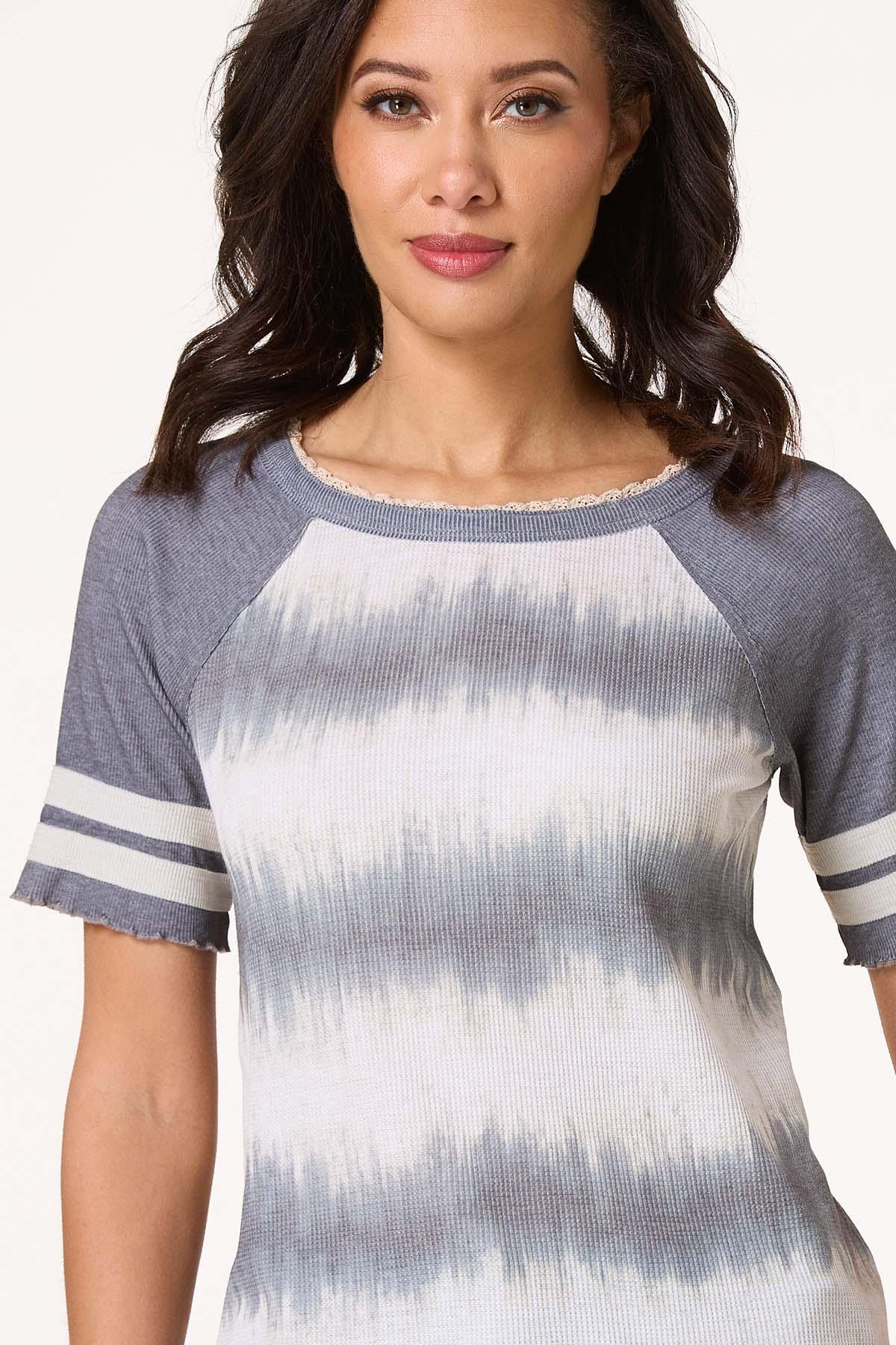 Lacy Trim Tie Dye Baseball Top