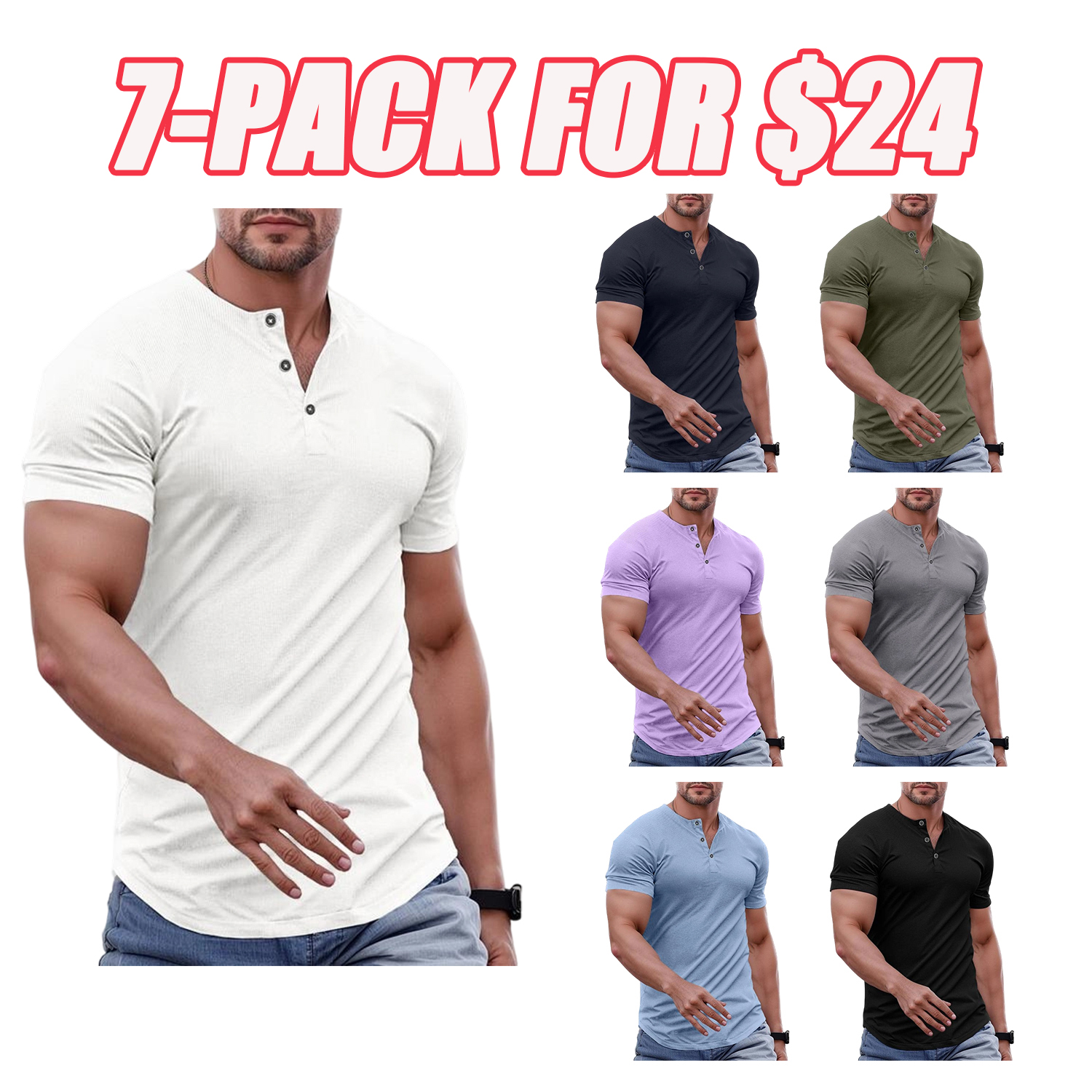 Men’s Slim Fit Longline Henley Performance Top