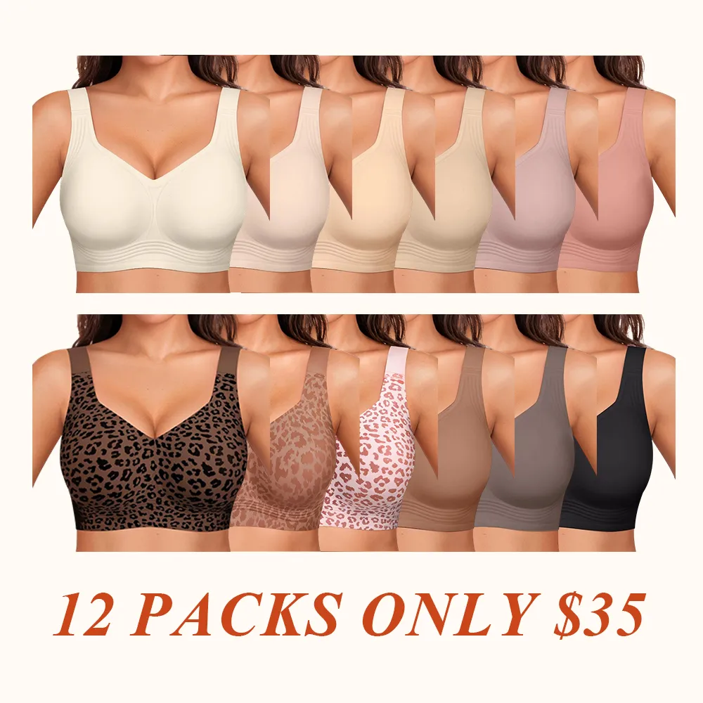 Women Wirefree Bras for Women Full Coverage No Underwire Everyday Bras Comfortable Wireless Padded Jelly Bras