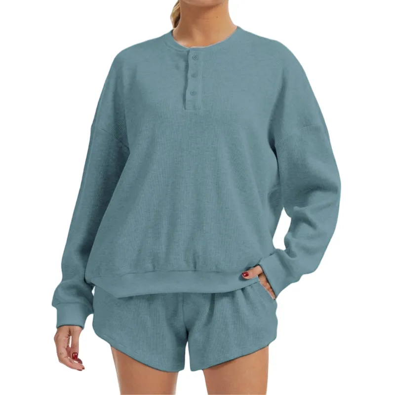 Women's Oversized Waffle Knit Lounge Set