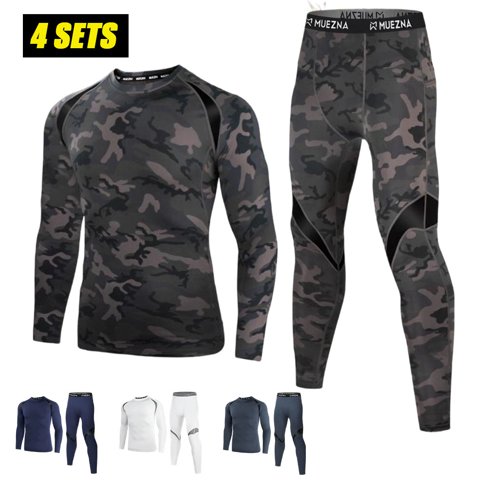 Men's Warmth-Preserving Jacket and Underwear Set - Underpants, Overalls, Long Pants - Base Layer Warmth-Resistant Fur Liner