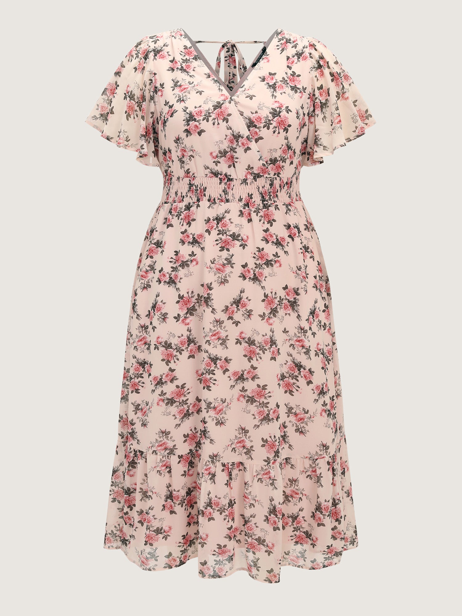 Floral Print Shirred Waist Maxi Dress