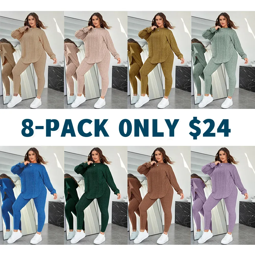 Women's Split-Hem Hoodie & Leggings Set – Cozy Lounge Wear