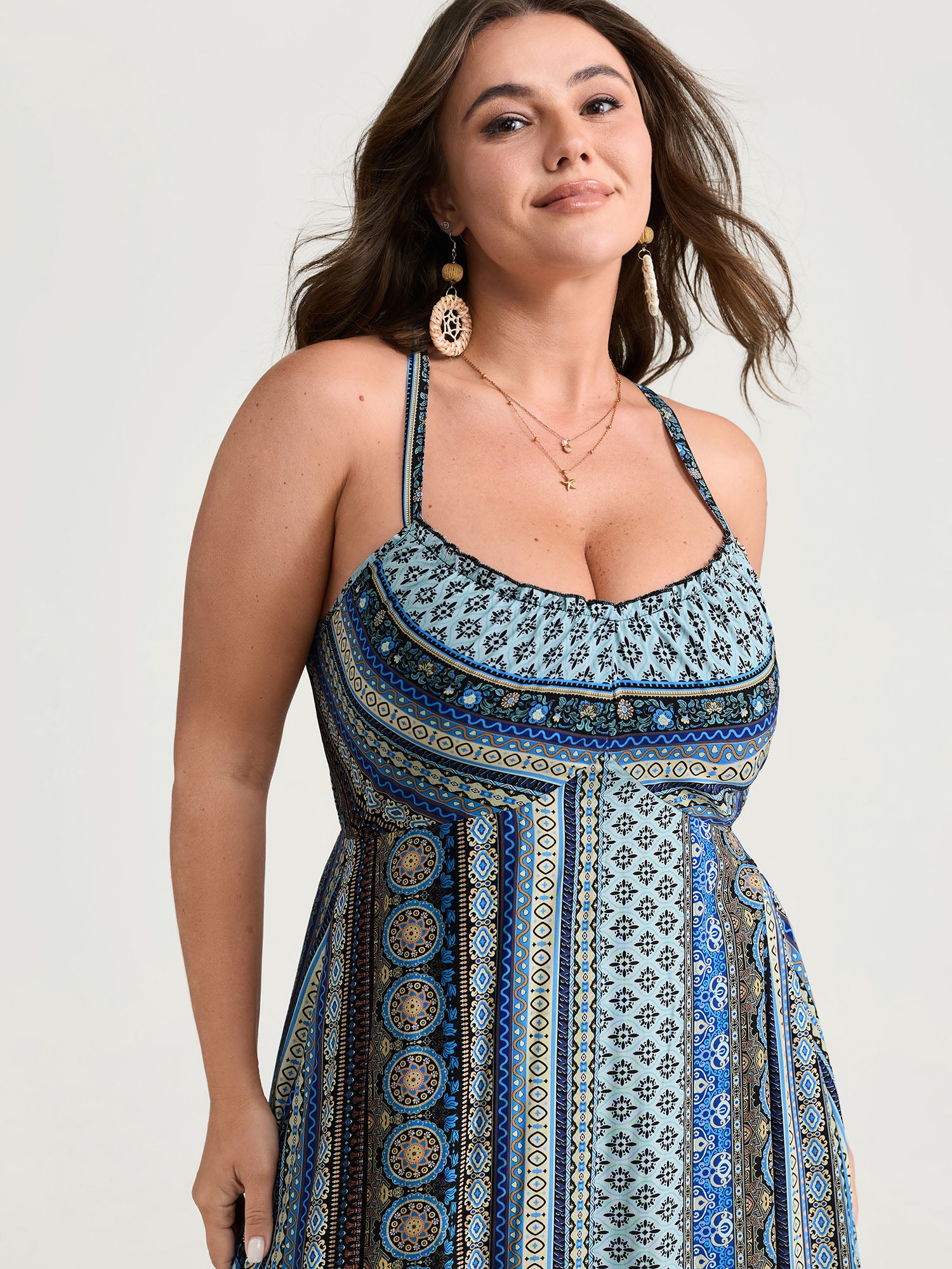 Boho Stripe Rayon Pockets Cami Maxi Dress