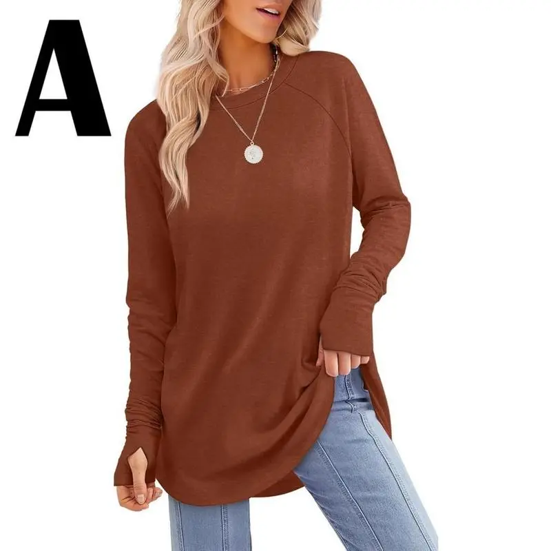Womens Tunic Tops to Wear with Leggings Long Sleeve Thumb Hole Shirts