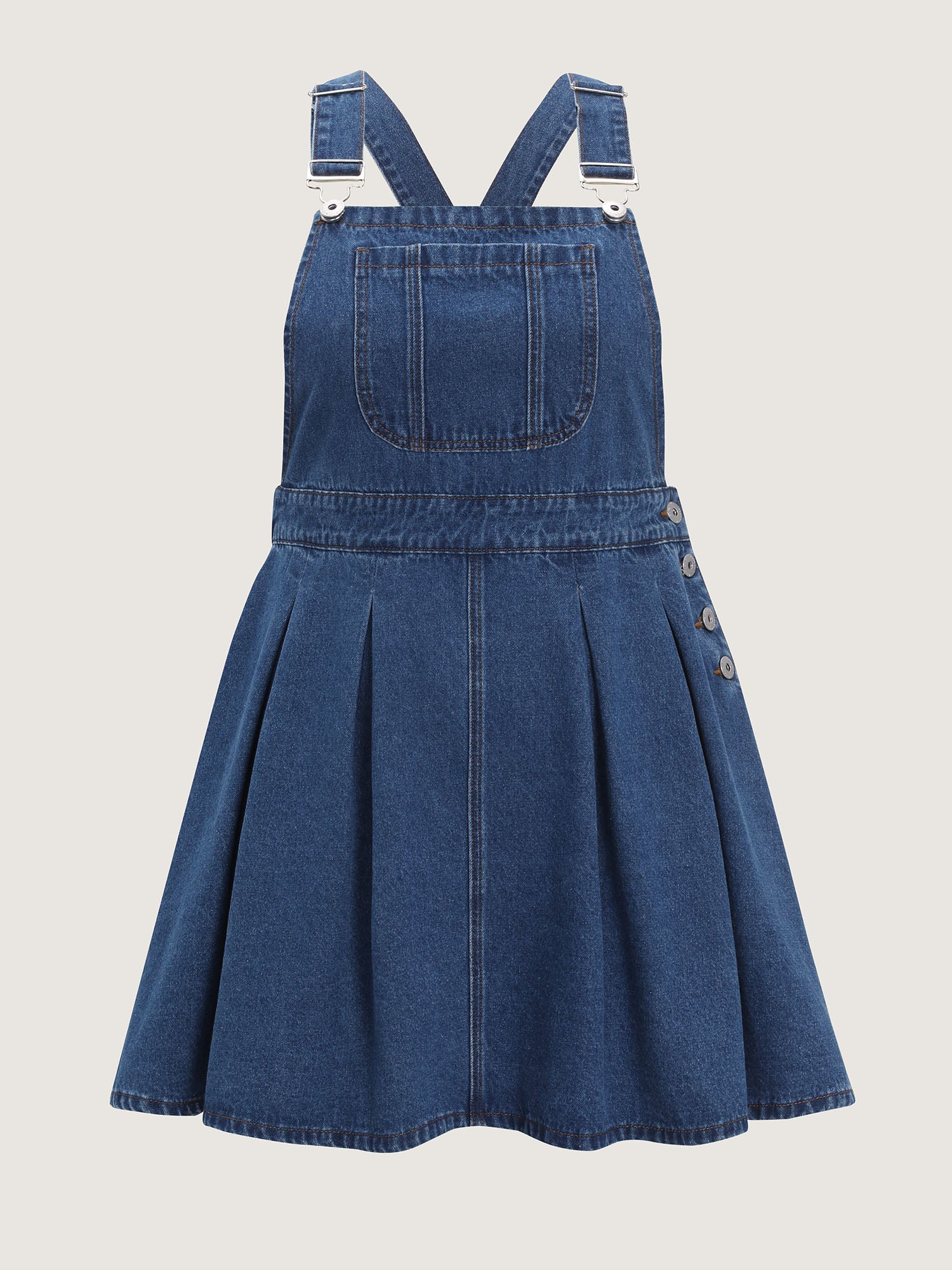 Elastic Waistband Adjustable Overall Denim Dress