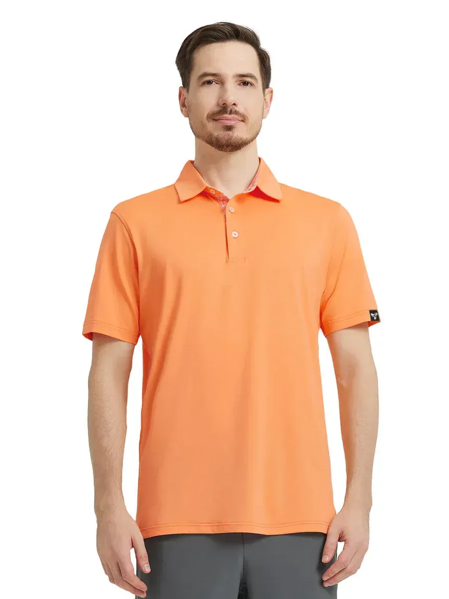 Men'S Designed Collared Solid Performance Polo