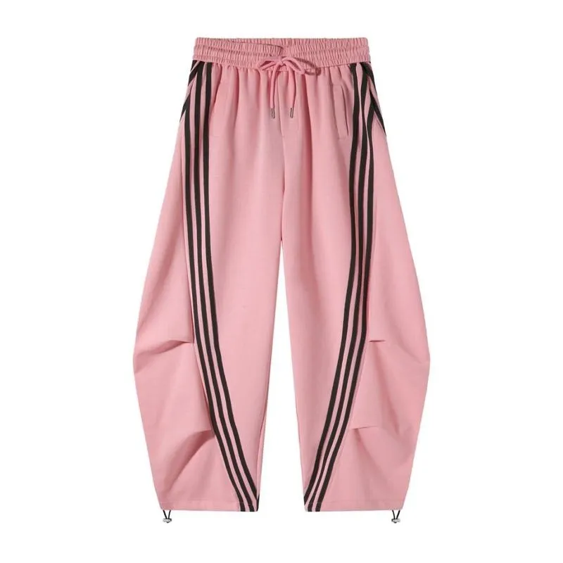 Loose Wide Leg Striped Track Pants Women's Casual Streetwear Joggers
