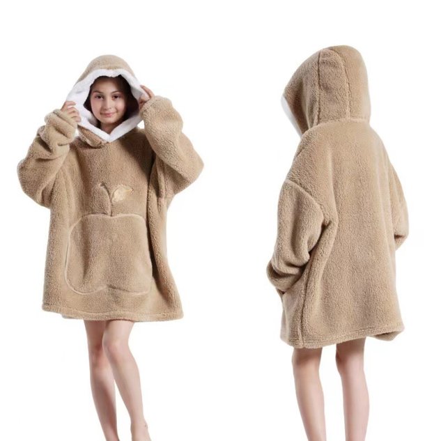 Home Clothes Jacket Lazy Hooded Sweater Thickened Blanket Loose Pullover Wearable Blanket Couple Parent-Child Style