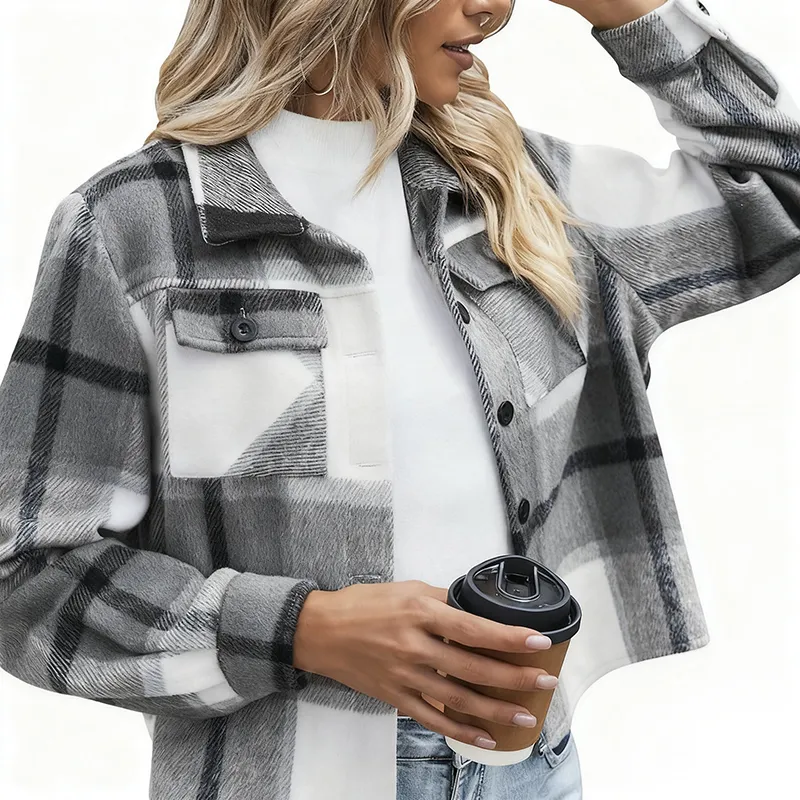 Women's Vintage Flannel Plaid Jacket