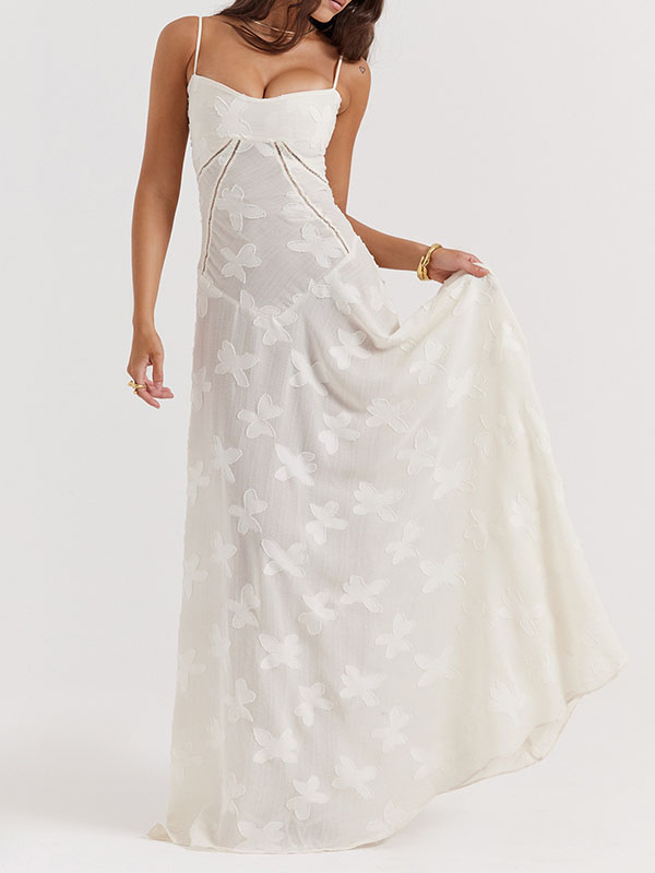 Flower Printed Sleeveless Spaghetti Neck Vacation Maxi Dresses