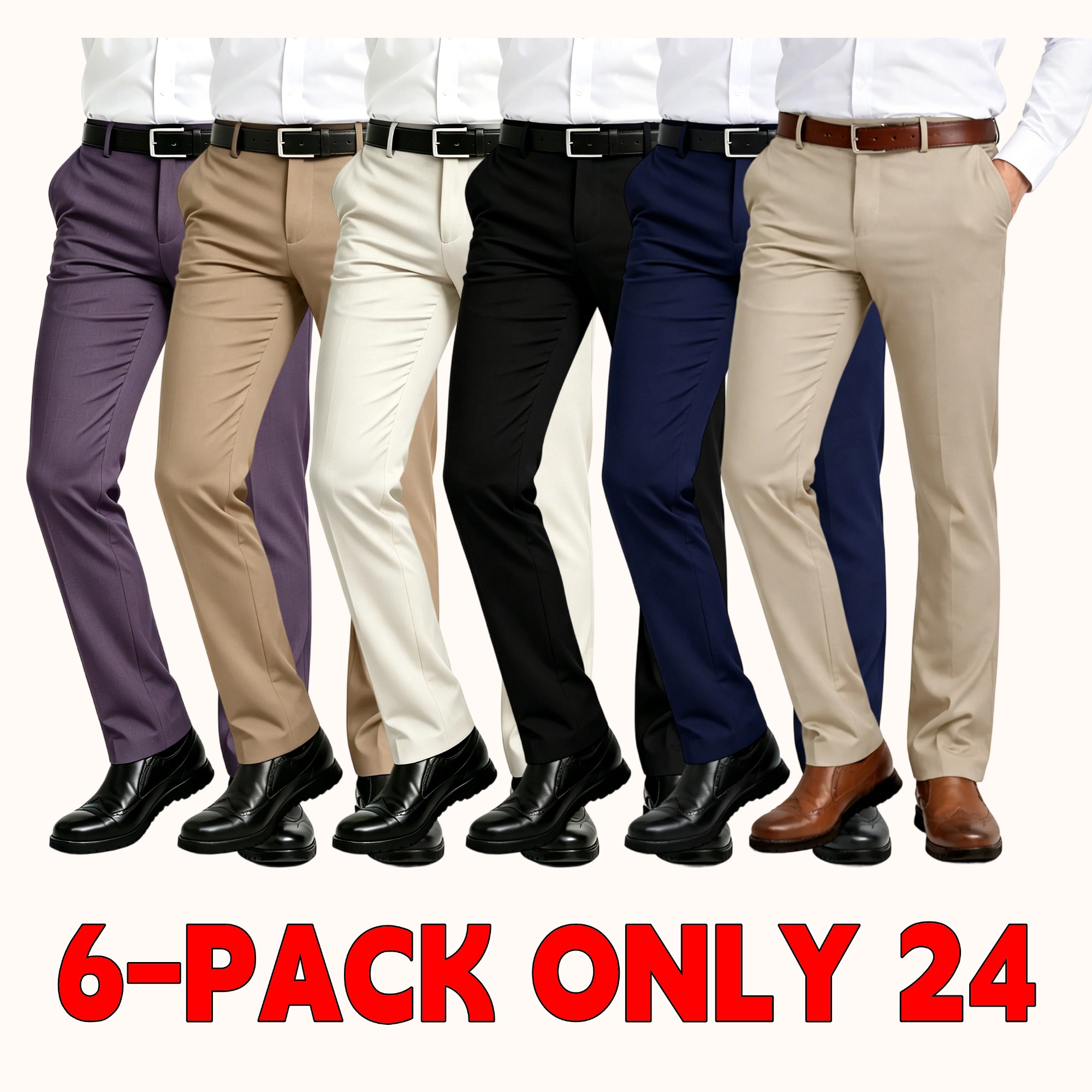 Mens Flex Stretch Slim Fit Dress Pants