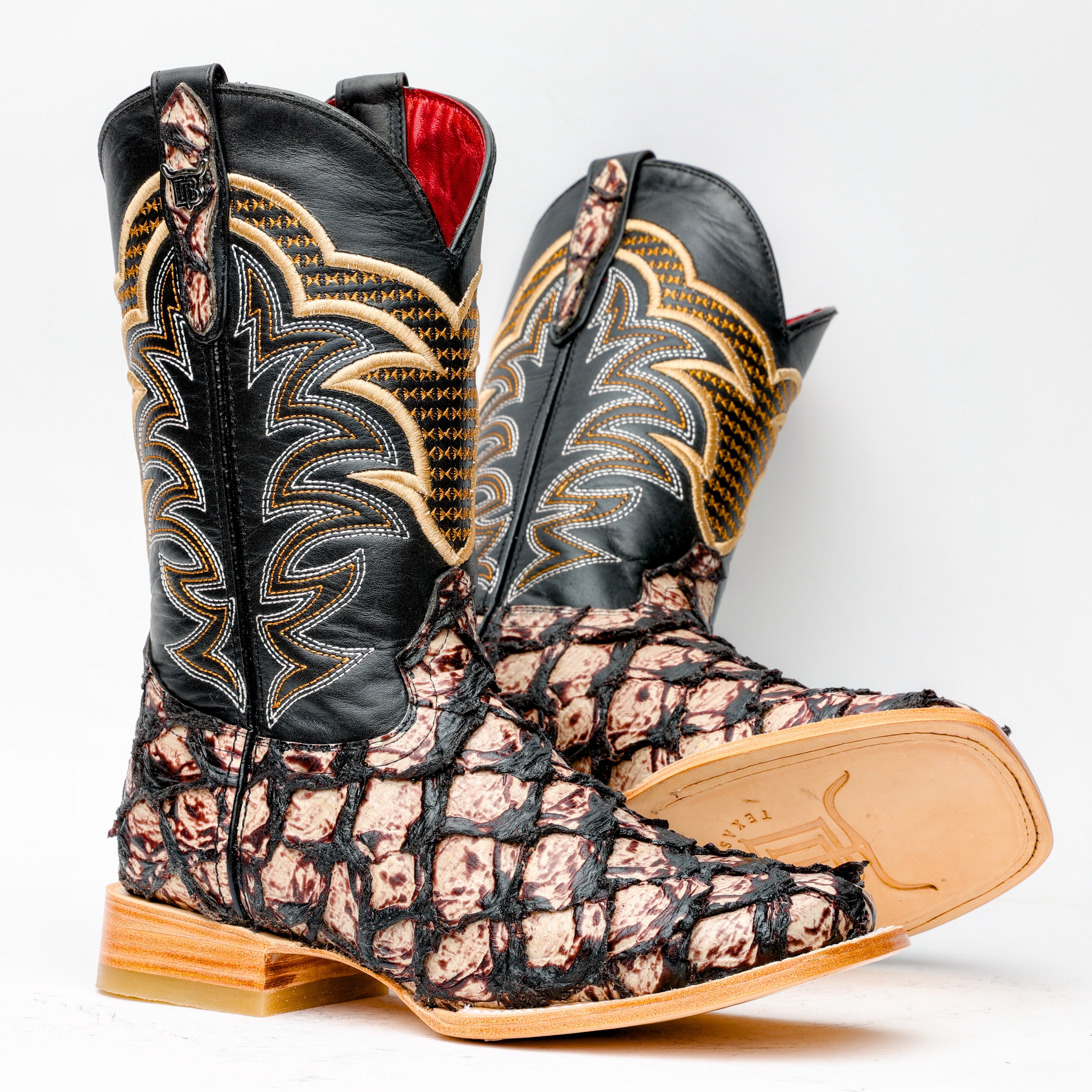 Orix Jumbo Pirarucu Leather Boots - Square Toe