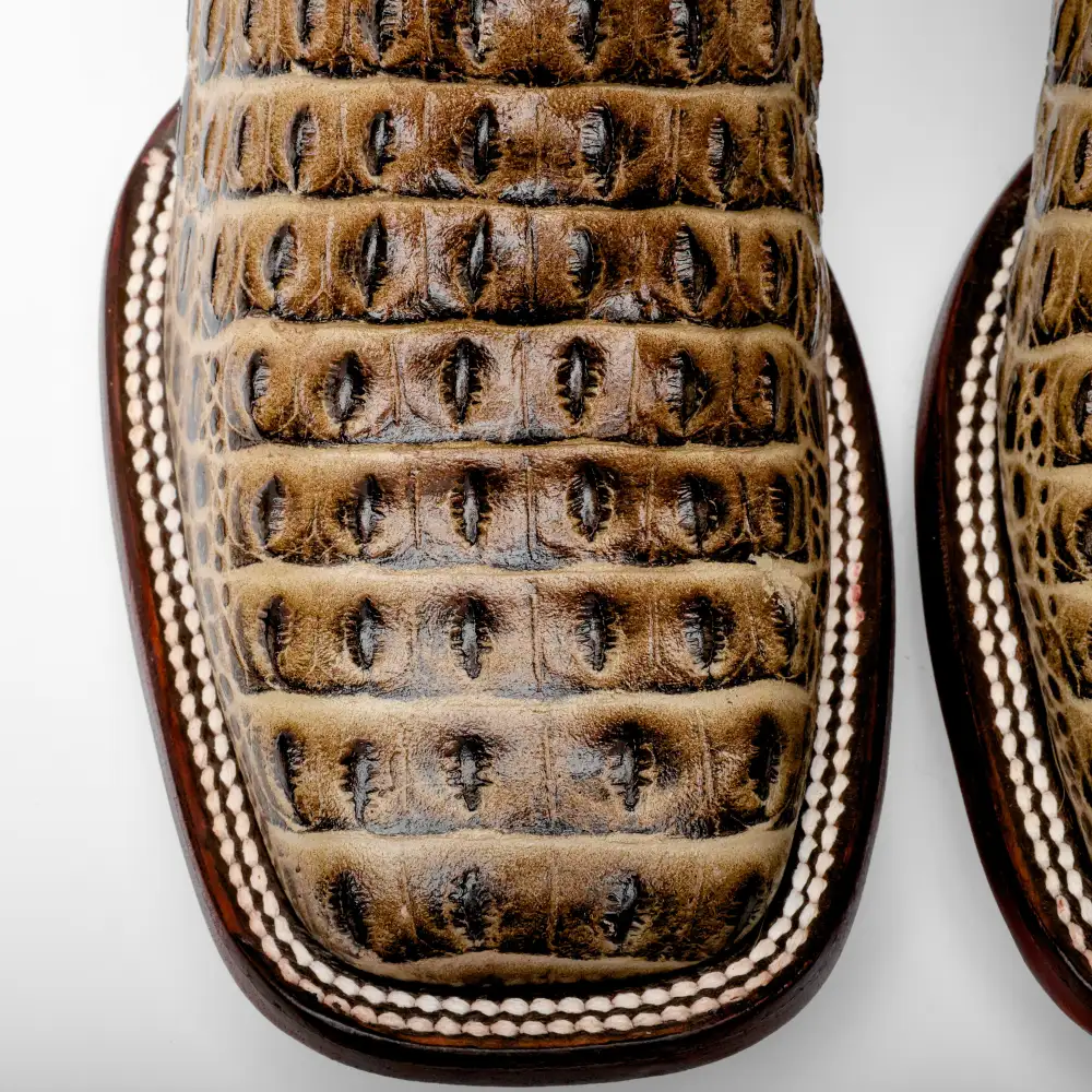 Orix Caiman Hornback Leather Boots - Square Toe