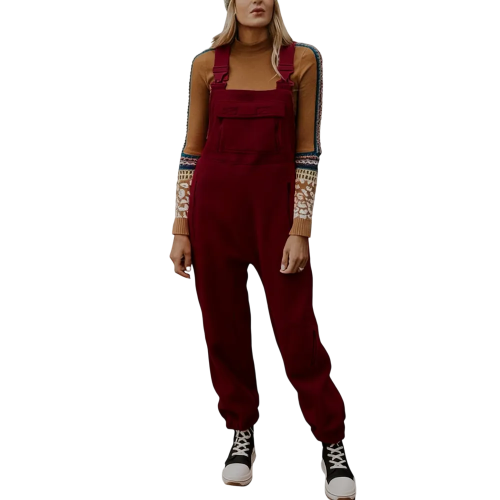 Women's Fleece Warm Overalls Winter Loose