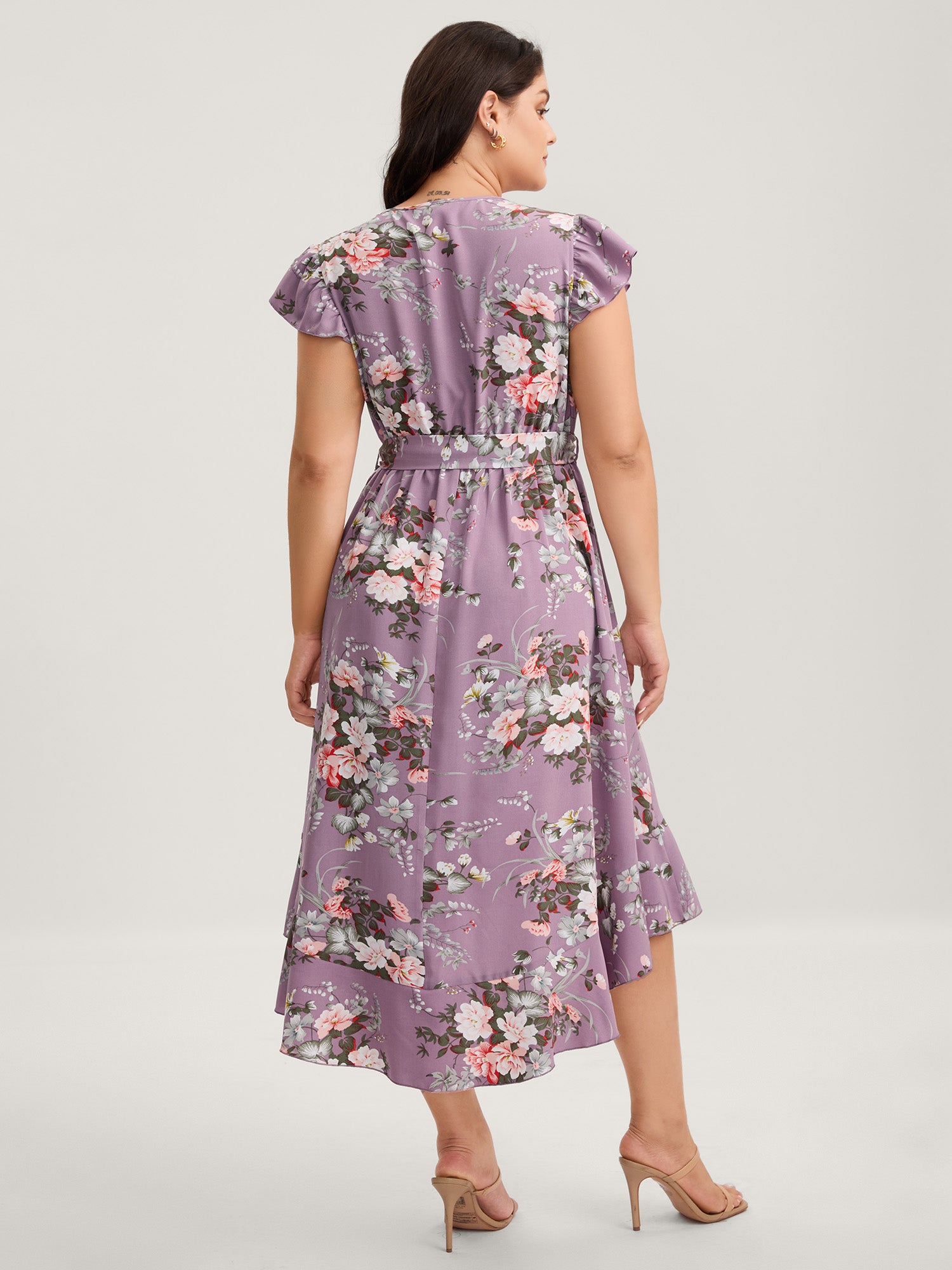 Midnight Blooms Wrap A-Line Midi Dress