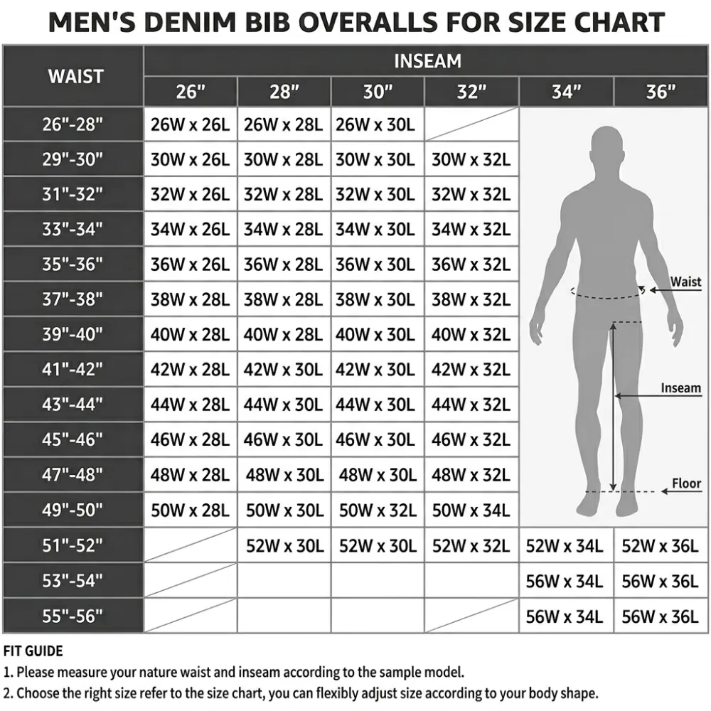 💥Last Day 50% SALE OFF 💥Promotion ! Men's Denim Bib Overalls, Workwear with Adjustable Straps and Convenient Tool Pockets